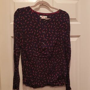 Boden Navy and Red Blouse